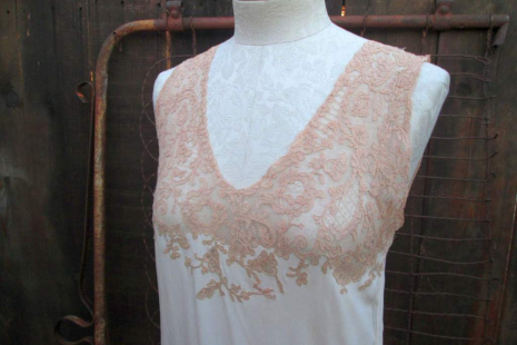 Vintage Peach Silk 30s Nightgown Asymmetrical hem