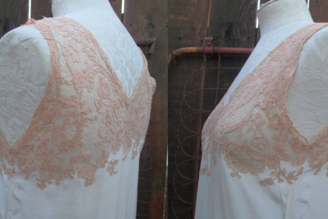 Vintage Peach Silk 30s Nightgown Asymmetrical hem