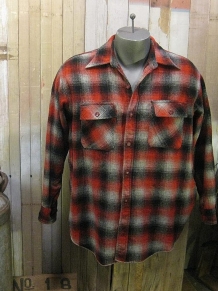 30s vintage wool Shadow Plaid Shirt Gray Red  Eskimo elbow patches