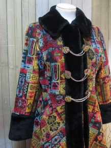 Vintage 60s Tapestry Coat Russian Princess Mini fit and flare by funkomavintage