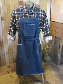 denim apron handmade in vintage redline selvage blue denim